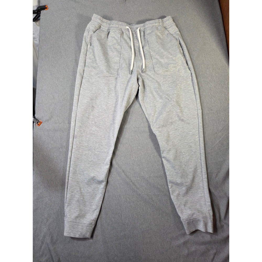 Mens Heather Gray Jogger Sweatpants Elastic Waist Drawstring Athletic Pants L